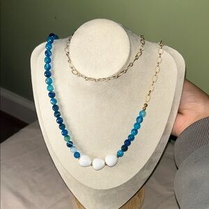 Elegant Blue and Gold Necklace